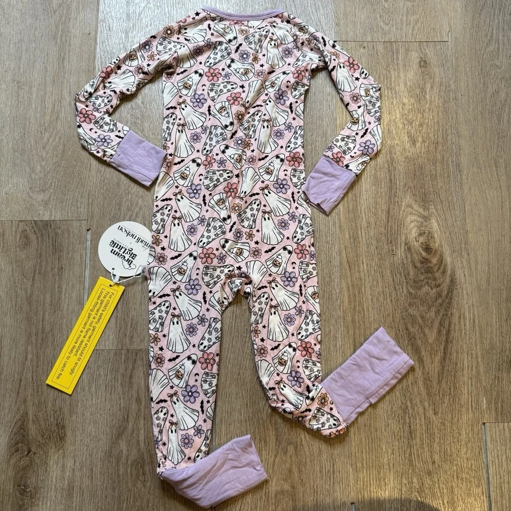 NWT Dream Big Little Co x Madi Nelson Halloween Bamboo Romper Zipper Pajamas 2T